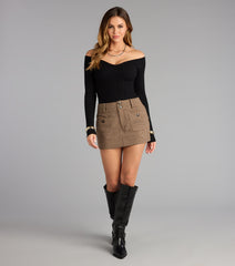 Effortless Chic Knit Off-The-Shoulder Long Sleeve Bodysuit