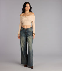 Snug Luxe Off-The-Shoulder Crop Top