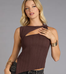 Curve Line Sleeveless Rib Knit Top