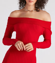 Winter Chic Off-The-Shoulder Sweater Dress