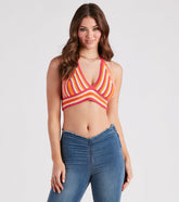Desert Heat Crochet Striped Crop Top