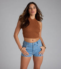 In The Open Cable Knit Halter Top
