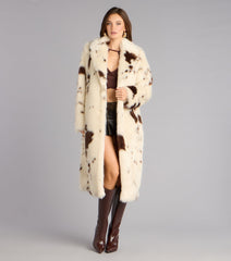 Downtown Rodeo Faux Fur Cow Print Coat