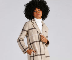 A Polished Vibe Plaid Faux Wool Coat
