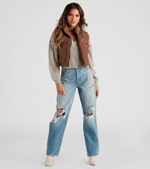 Small Town Girl Puffer Crop Vest