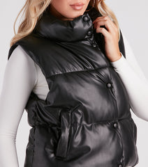 Style So Sleek Faux Leather Puffer Vest