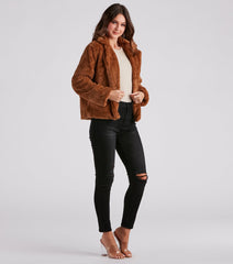 Cozy Diva Faux Fur Collar Jacket