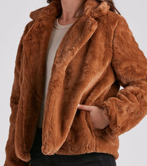 Cozy Diva Faux Fur Collar Jacket