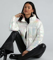 Chromatic Babe Cropped Puffer Jacket