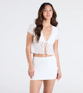 Breezy Vibes Lace Tie-Front Top