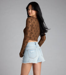 Breezy Sheer Lace Tie-Front Top