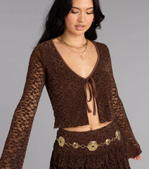 Sultry Sweet Lace Tie-Front Top