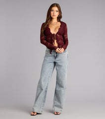 Sultry Chic Lace Tie-Front Top