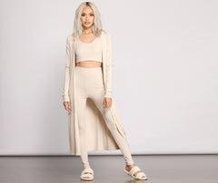 Ribbed Knit Long Sleeve Duster