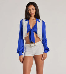 Game Day Spirit Cheerleader Cropped Fringe Vest