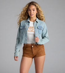 So Laid Back Frayed Crop Denim Jacket