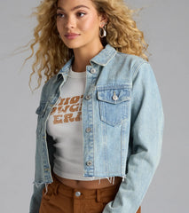 So Laid Back Frayed Crop Denim Jacket