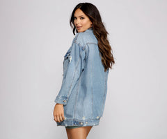 So Chic Long Denim Jacket