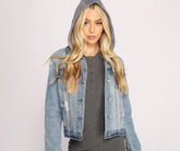 Cute And Casual Hooded Denim Jacket