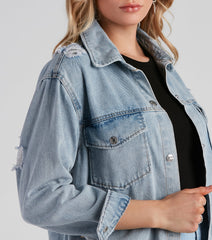 Never Gets Old Denim Distressed Shacket