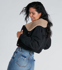 Layer On The Cozy Vibes Faux Sherpa Denim Jacket