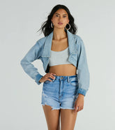 Trendsetting Girlie Long Sleeve Denim Shrug Jacket