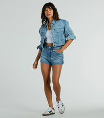 Come And Shine Rhinestone Denim Jacket