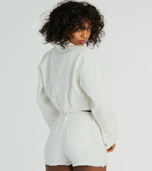 On My Way Trucker Crop Denim Jacket