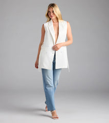Sophisticated Vibe Double-Breasted Longline Vest