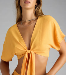Weekend Vibes Tie-Front Crop Top