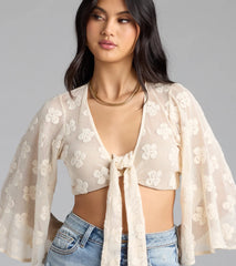 Want To Want Me Floral Crochet Tie Front Top