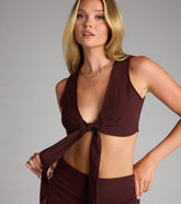 Sunny Daze Linen Tie-Front Crop Top