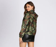 Nylon Camo Hooded Jacket