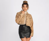 Double Front Pockets Corduroy Jacket