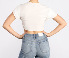 Tied Down Flutter Sleeve Tie Front Top