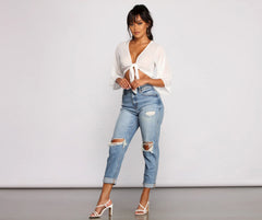 Such A Dream Tie Front Crop Top