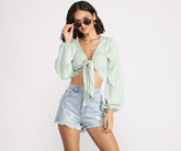 Poised Polka Dot Tie Front Top