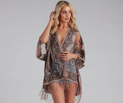 Bohemian Burnout Fringe Kimono