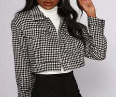 Trend Alert Houndstooth Cropped Jacket