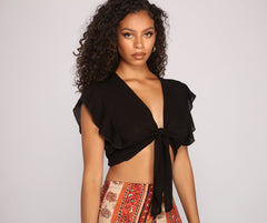 Make Hearts Flutter Tie Front Top