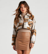 Always In Plaid Woven Crop Shacket