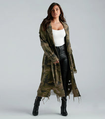 Salute Your Style Camouflage Belted Trench