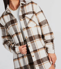 Cute Vibes Only Plaid Long Shacket