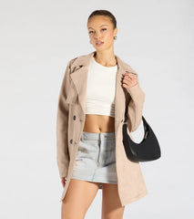 Eye For Style Belted Faux Suede Trench Coat