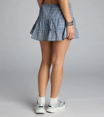 Prep It Up Ruffled Plaid Mid-Rise Skort