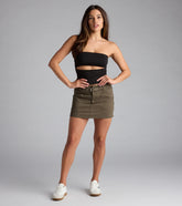Trendsetter Mid-Rise Belted Twill Skort