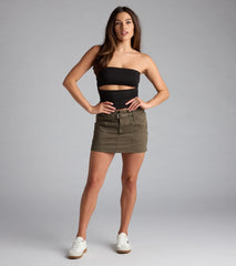 Trendsetter Mid-Rise Belted Twill Skort