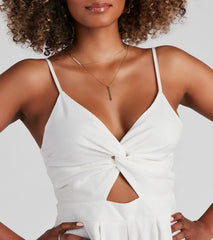 Day Trip Twist Cutout Linen Romper