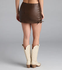 Life Of The Party Lace-Up Mini Skirt