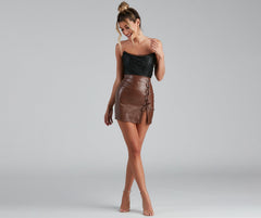 Let's Lace-Up PU Mini Skirt